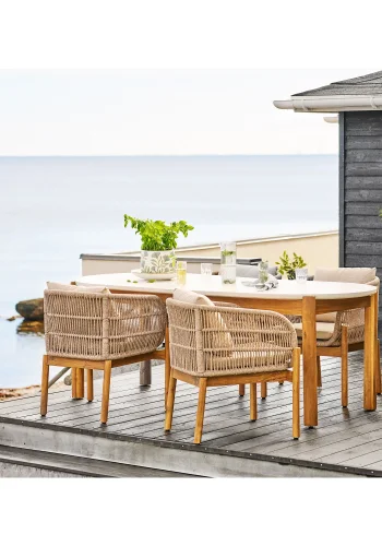 HOUSE NORDIC Terracina spisestuestol - Spisestuestol, akasie, beige, inkl. pute