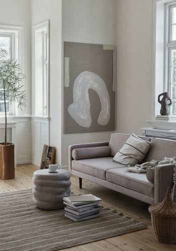 BROSTE COPENHAGEN Sigrid Kissenbezug, quadratisch – hellbeige und schwarze Baumwolle/Leinen (50 x 50)