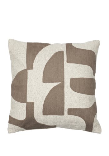 BROSTE COPENHAGEN Mundo Kissenbezug, quadratisch – Kängurubraun und Hellbeige Baumwolle/Leinen (50x50)