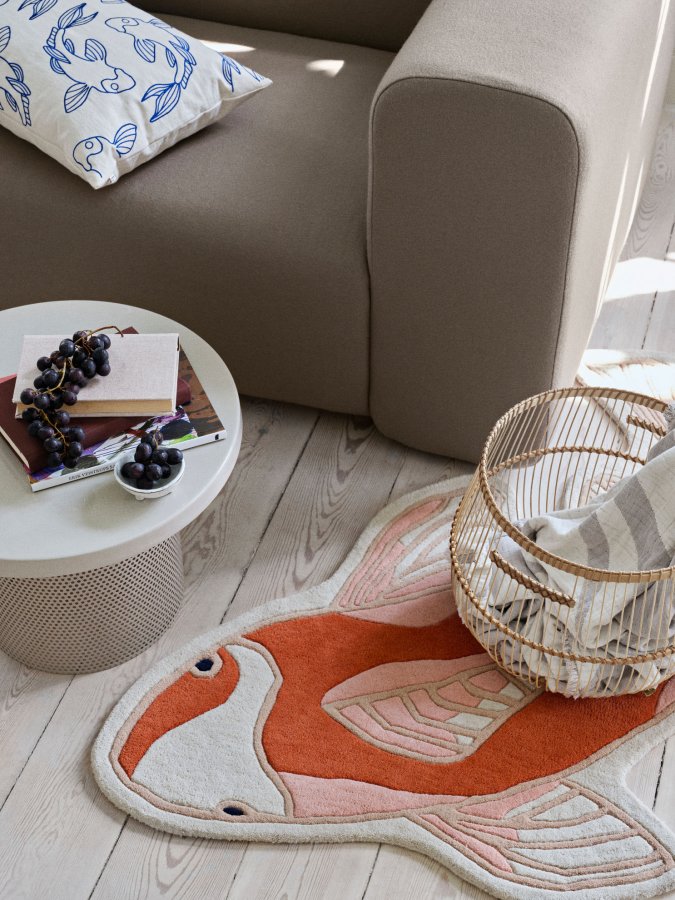 BROSTE COPENHAGEN Koi teppe - gresskar oransje ull/bomull (97x130)