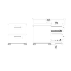 Pepe sengebord, m. 2 skuffer-sort folie og plastik 40x40,25