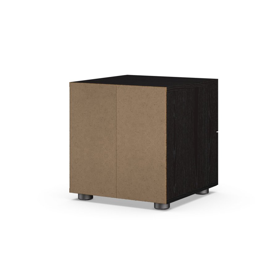 TVILUM Pepe Nachttisch, m. 2 Schubladen - schwarze Folie und Kunststoff (40x40,25)