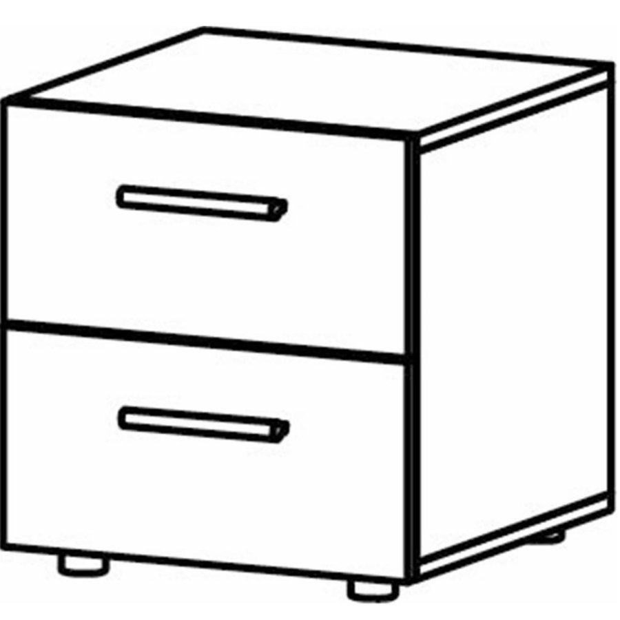 TVILUM Pepe Nachttisch, m. 2 Schubladen - schwarze Folie und Kunststoff (40x40,25)