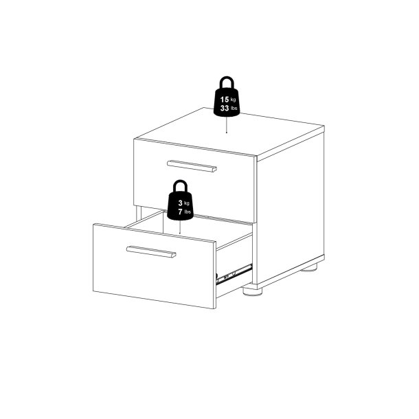 Pepe natbord - hvidt tr, m. 2 skuffer