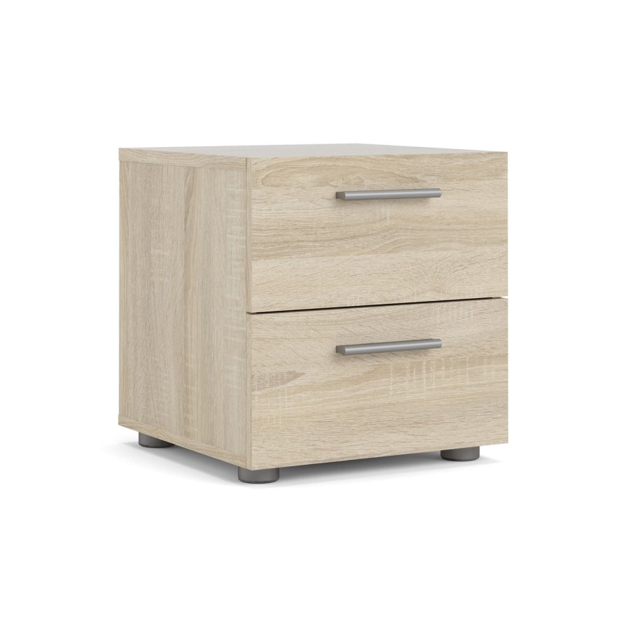 TVILUM Pepe Nachttisch, m. 2 Schubladen - eichenfarbene Folie und Kunststoff (40x40,25)