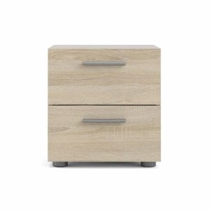 TVILUM Pepe sengebord, m. 2 skuffer - egetrsfarvet folie og plastik (40x40,25)