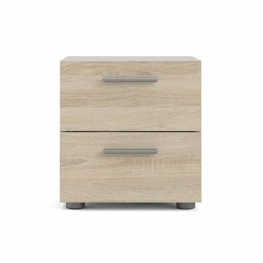 TVILUM Pepe Nachttisch, m. 2 Schubladen - eichenfarbene Folie und Kunststoff (40x40,25)