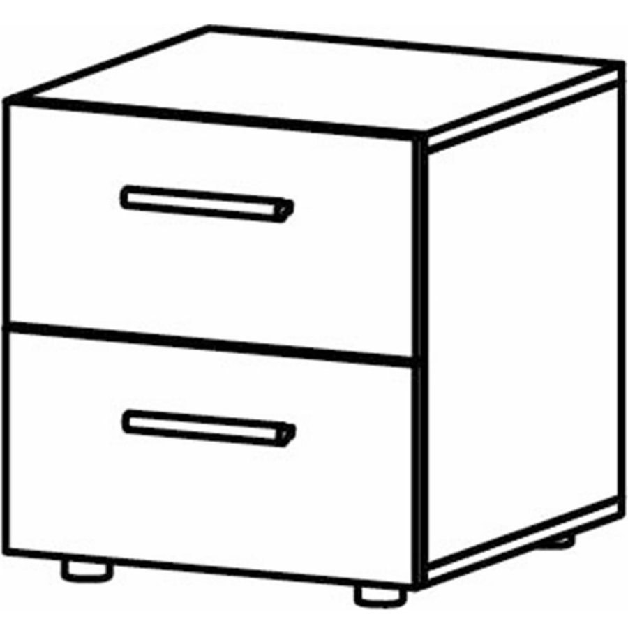 TVILUM Pepe Nachttisch, m. 2 Schubladen - eichenfarbene Folie und Kunststoff (40x40,25)