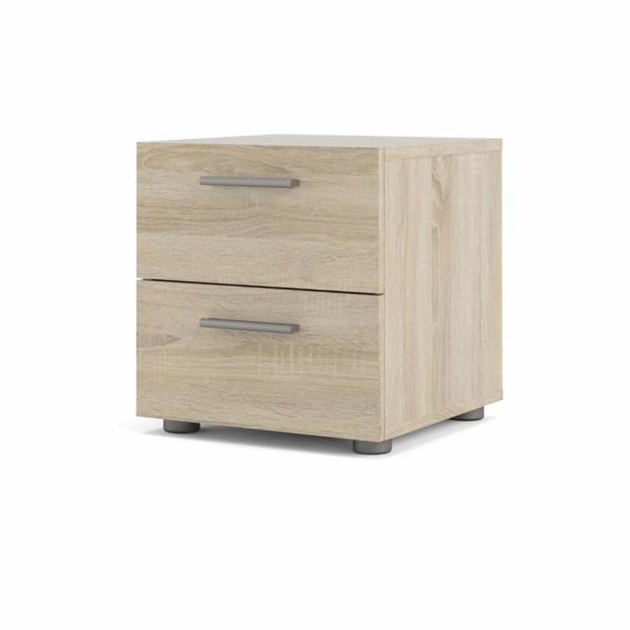 TVILUM Pepe Nachttisch, m. 2 Schubladen - eichenfarbene Folie und Kunststoff (40x40,25)