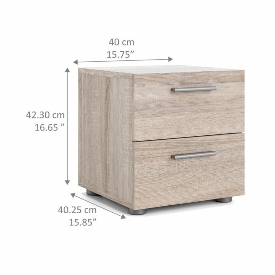 TVILUM Pepe Nachttisch, m. 2 Schubladen - Trüffelfolie und Kunststoff (40x40,25)