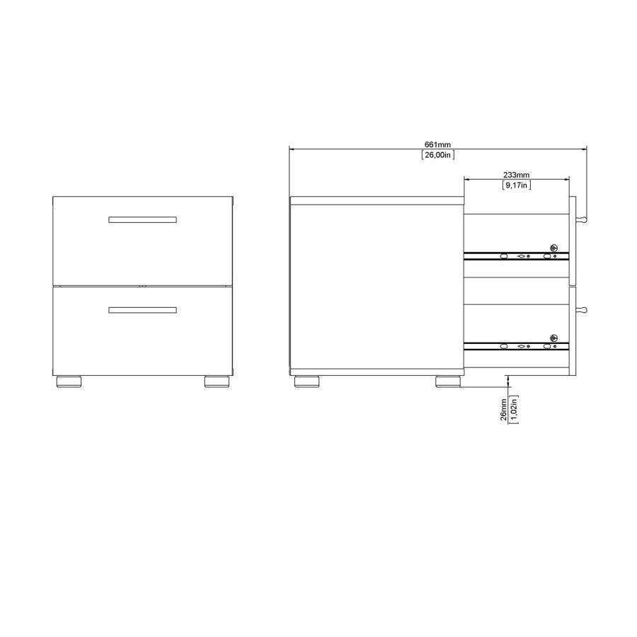TVILUM Pepe sengebord, m. 2 skuffer - valnd folie og plastik (40x40,25)