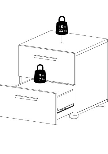 TVILUM Pepe sengebord, m. 2 skuffer - valnd folie og plastik (40x40,25)