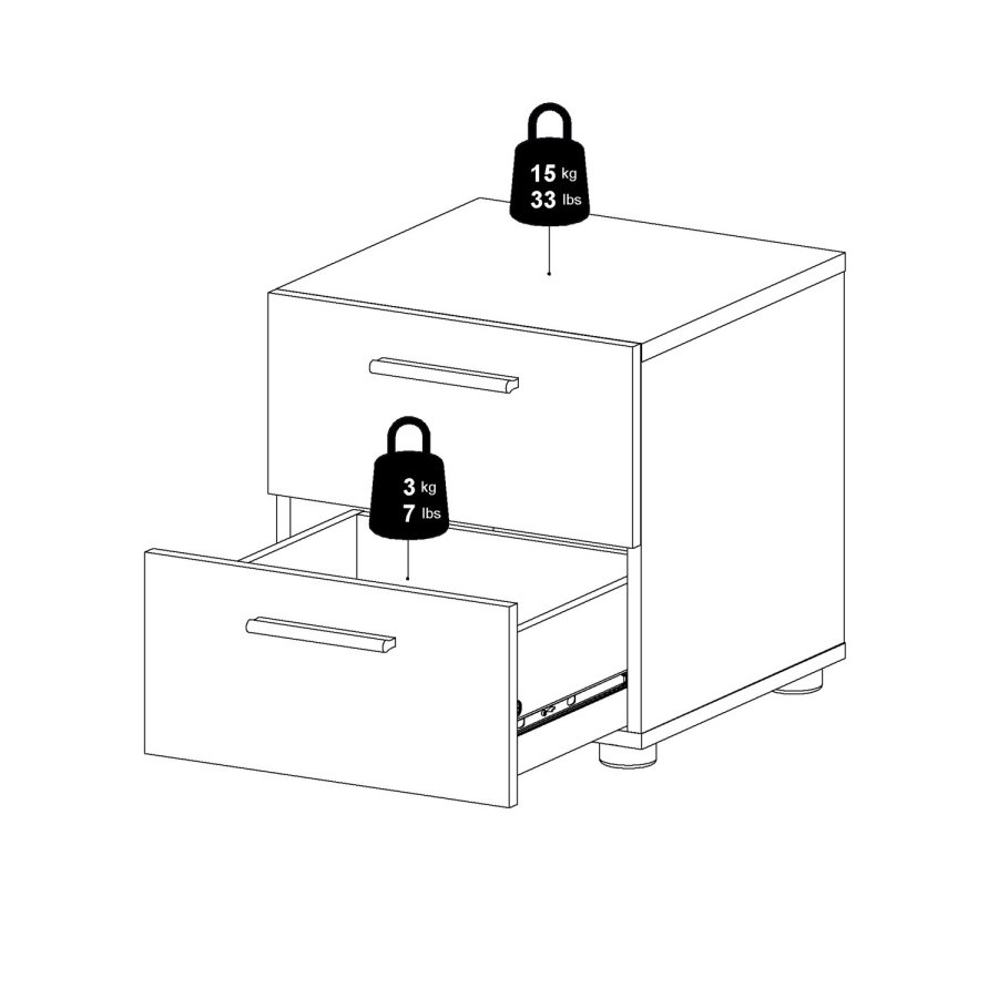 TVILUM Pepe sengebord, m. 2 skuffer - valnd folie og plastik (40x40,25)