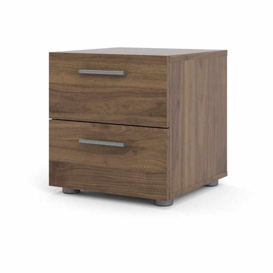 TVILUM Pepe sengebord, m. 2 skuffer - valnd folie og plastik (40x40,25)