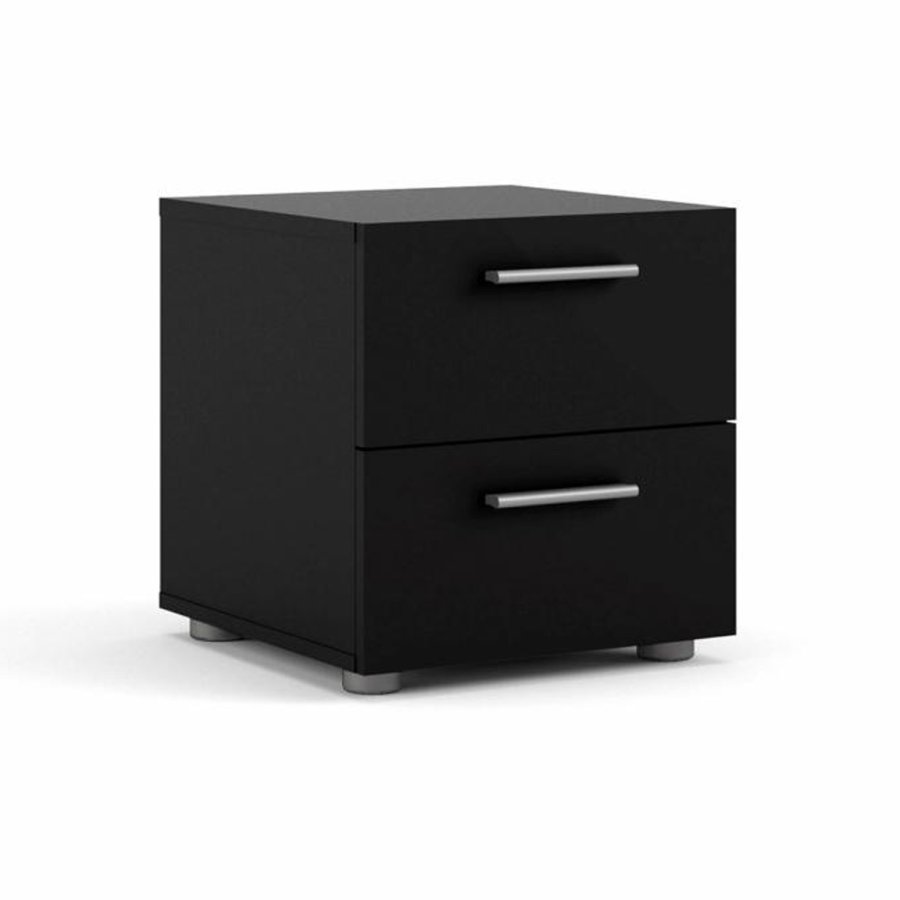 TVILUM Pepe Nachttisch, m. 2 Schubladen - schwarze Folie und Kunststoff (40x40,25)
