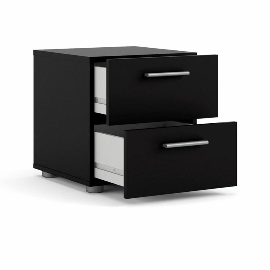 TVILUM Pepe Nachttisch, m. 2 Schubladen - schwarze Folie und Kunststoff (40x40,25)