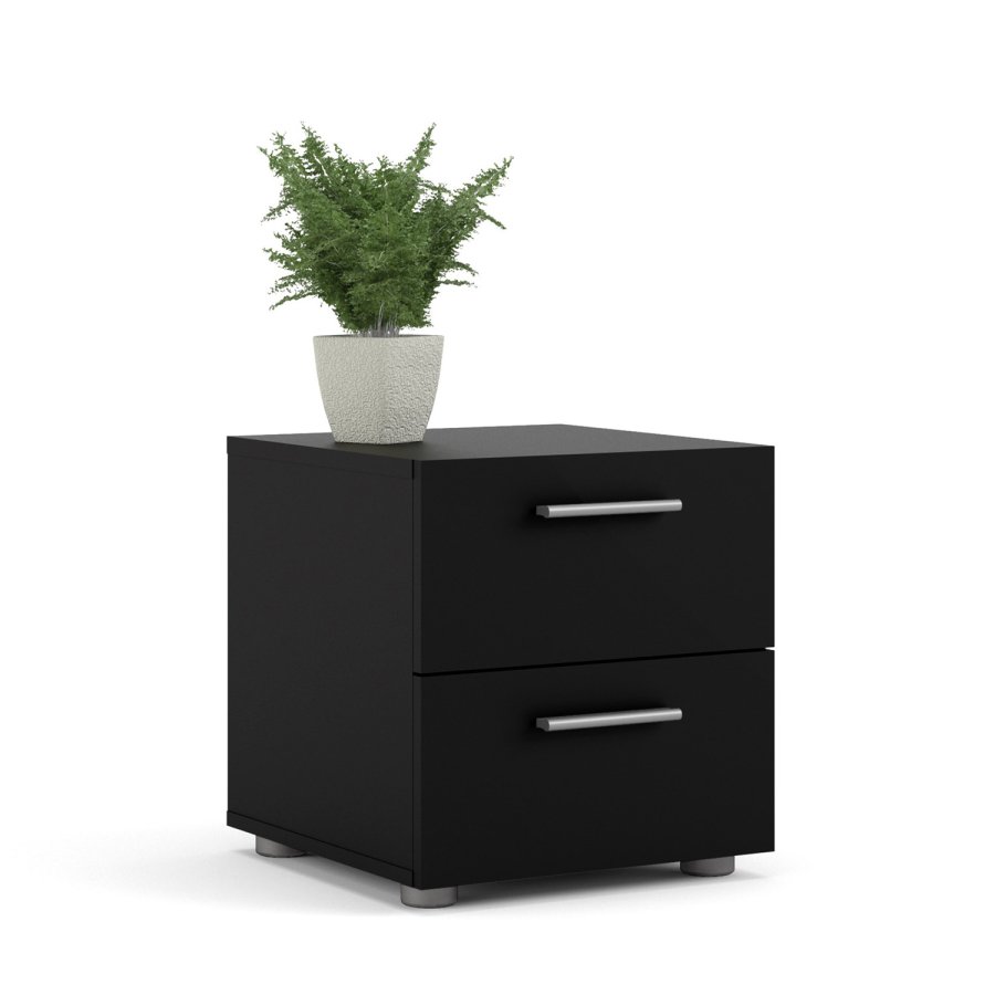 TVILUM Pepe Nachttisch, m. 2 Schubladen - schwarze Folie und Kunststoff (40x40,25)