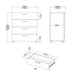 Pepe kommode - hvidt tr, m. 4 skuffer