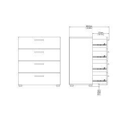 Pepe kommode - hvidt tr, m. 4 skuffer