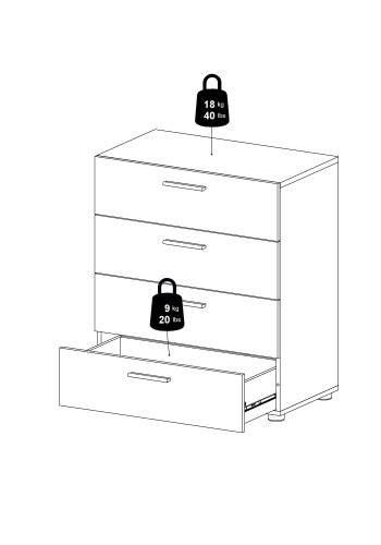 
TVILUM Pepe kommode - hvidt træ, m. 4 skuffer
