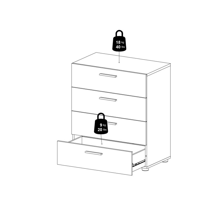 
TVILUM Pepe kommode - hvidt træ, m. 4 skuffer
