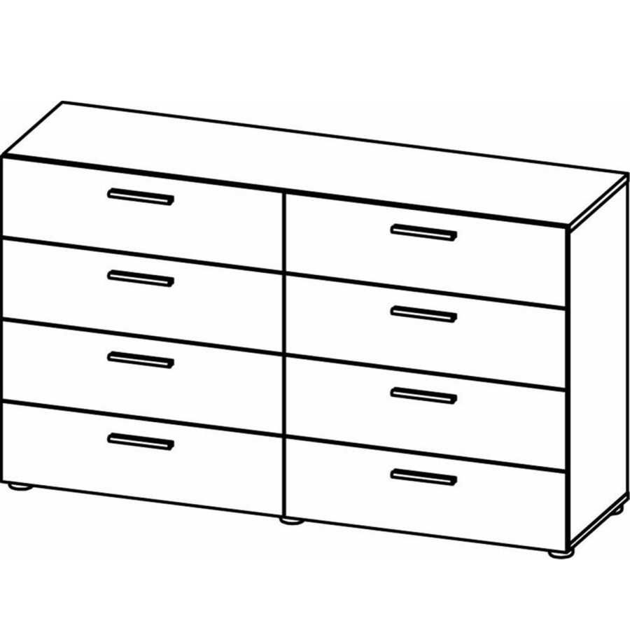 TVILUM Pepe Doppelkommode mit 8 Schubladen - schwarze Folie und Kunststoff