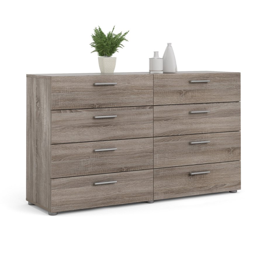 TVILUM Pepe Doppelkommode mit 8 Schubladen - Trüffelfolie und Kunststoff