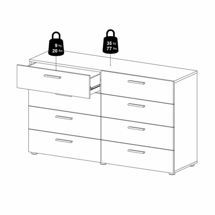 TVILUM Pepe Doppelkommode mit 8 Schubladen - Walnussfolie und Kunststoff