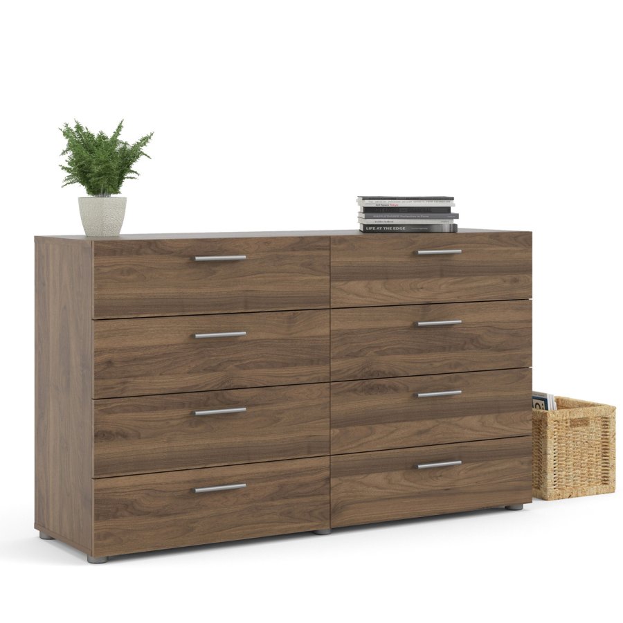 TVILUM Pepe Doppelkommode mit 8 Schubladen - Walnussfolie und Kunststoff