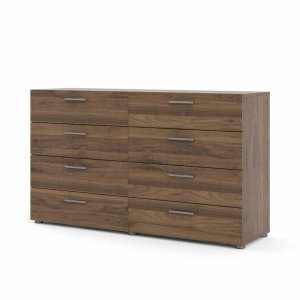 TVILUM Pepe dobbelt kommode, m. 8 skuffer - valnd folie og plastik