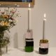 HOUSE OF SANDER Jasmin lysestake - grnt/svart/klart/rosa krystallglass