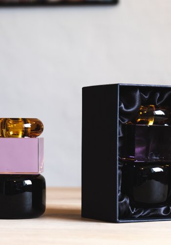 HOUSE OF SANDER Lily lysestake - rav/rosa/svart krystallglass