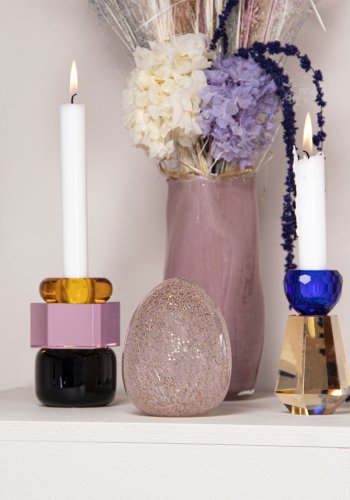 HOUSE OF SANDER Lily lysestake - rav/rosa/svart krystallglass