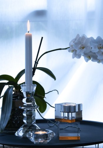 HOUSE OF SANDER Lyng lysestake - fersken og klart glass