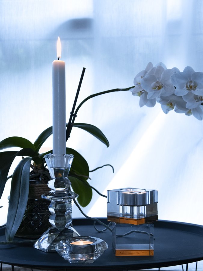 HOUSE OF SANDER Lyng lysestake - fersken og klart glass