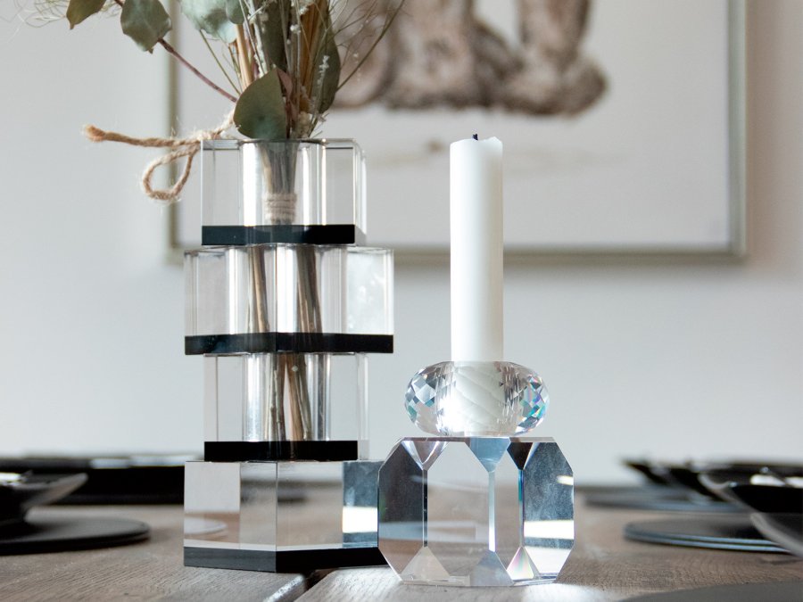 HOUSE OF SANDER Daisy lysestake - klart glass