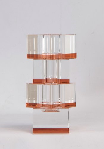 HOUSE OF SANDER Flora vase - klart og ferskenfarget glass (7x7)