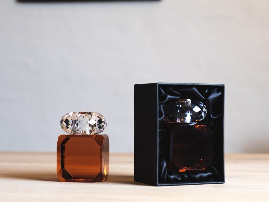 HOUSE OF SANDER Daisy lysestake - fersken og klart glass