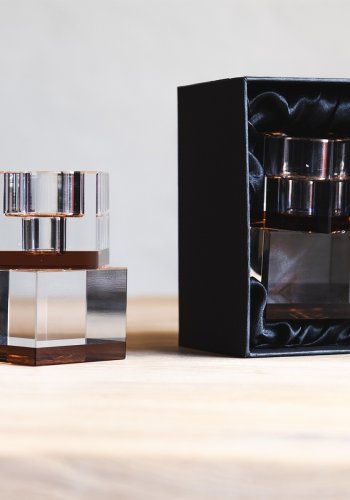 HOUSE OF SANDER Lyng lysestake - fersken og klart glass