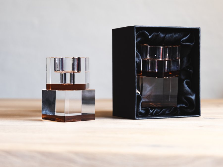 HOUSE OF SANDER Lyng lysestake - fersken og klart glass