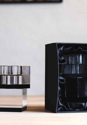 HOUSE OF SANDER Lyng lysestake - svart og klart glass