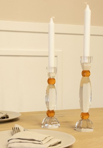 HOUSE OF SANDER Anemone lysestake - rav og klart glass (H:25)