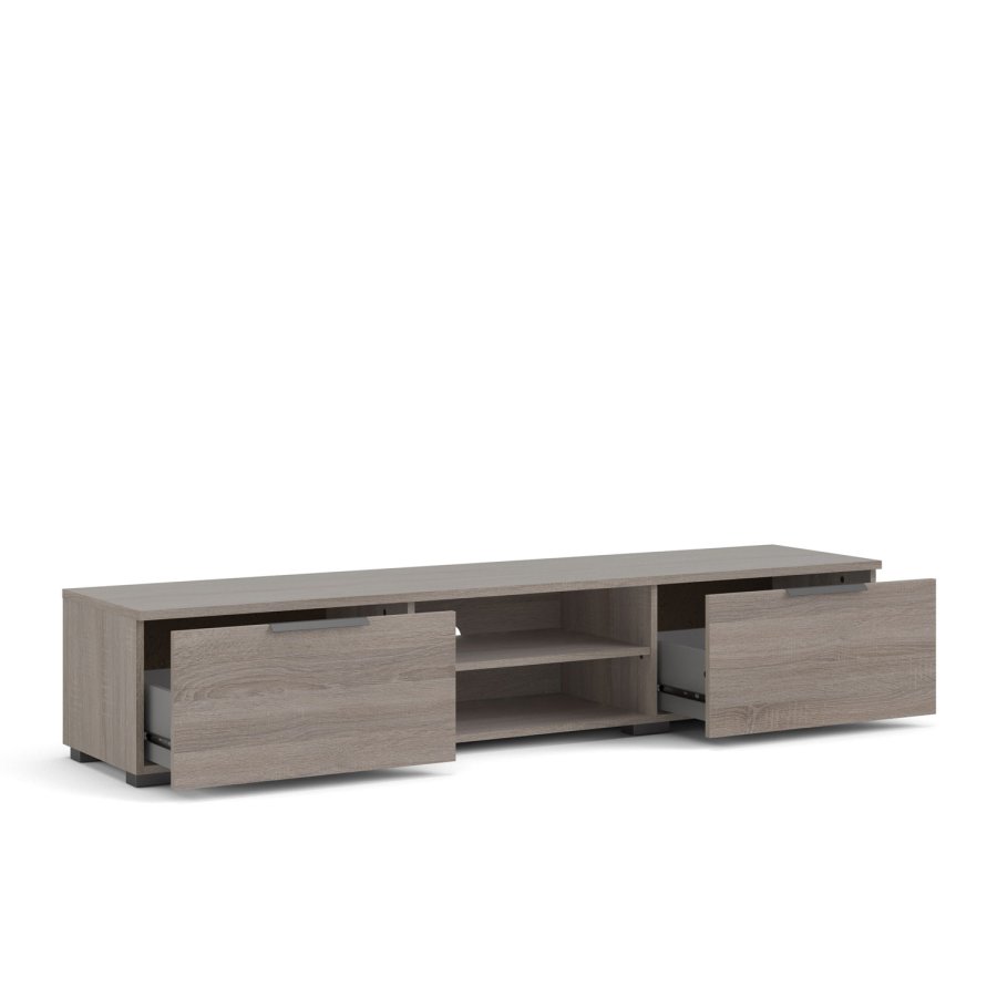 TVILUM Match TV-Tisch, mit 1 Regal und 2 Schubladen – Trüffelfolie (172,7 x 39,9)