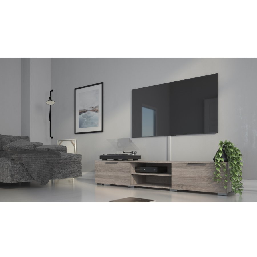 TVILUM Match TV-Tisch, mit 1 Regal und 2 Schubladen – Trüffelfolie (172,7 x 39,9)