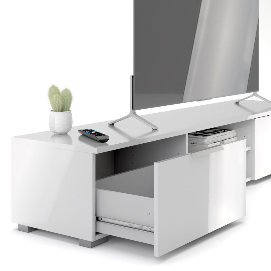 TVILUM Match TV-bord - hvit hyglans tre, 2 skuffer