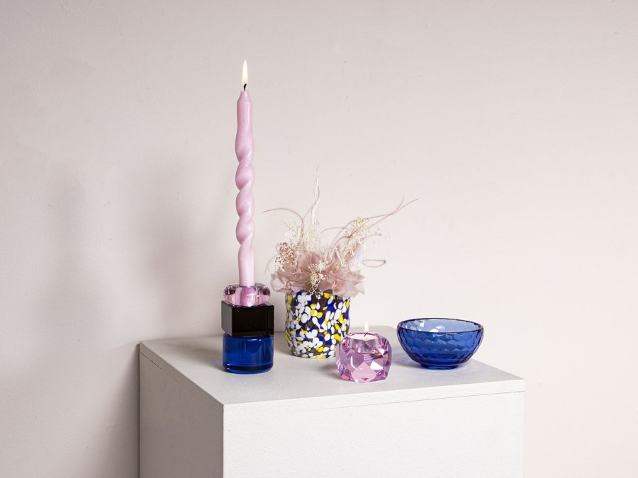 HOUSE OF SANDER Taks lysestake - rosa krystallglass (H:7)