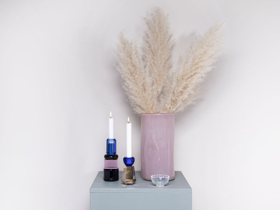 HOUSE OF SANDER Hyacinth lysestake - bl/smoky/rosa/mrkebltt glass (H:19)