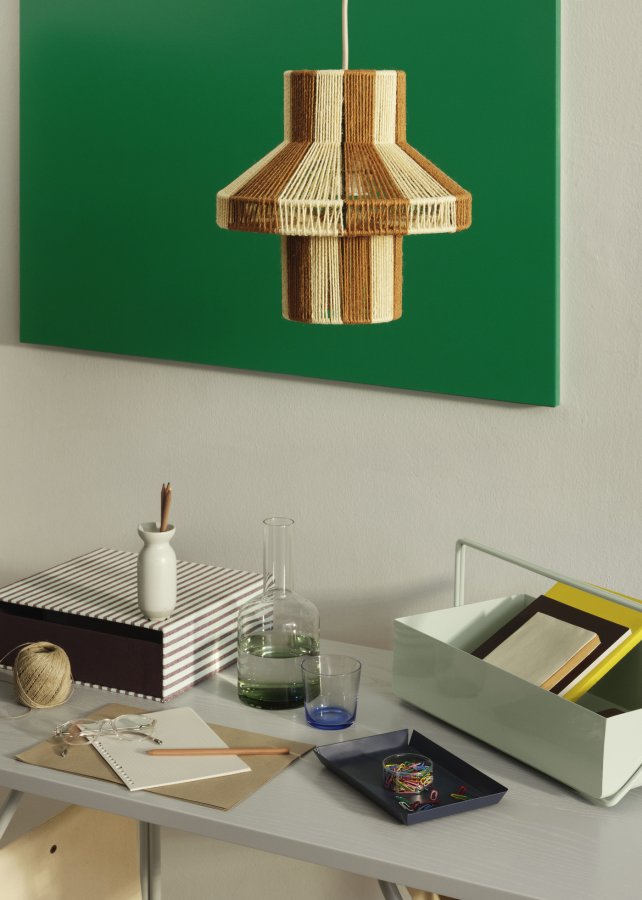 BROSTE COPENHAGEN Diana Lampenschirm – Karamellbraun und Serenity Hellblau Jute