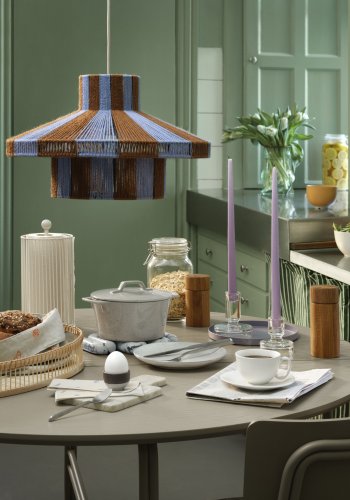 BROSTE COPENHAGEN Diana Lampenschirm – waldgrün und orchideenhellviolette Jute