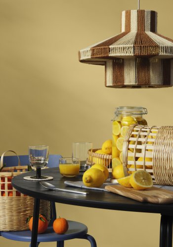 BROSTE COPENHAGEN Diana Lampenschirm – waldgrün und orchideenhellviolette Jute